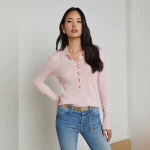NWT $395 L'Agence Sterling Collared Sweater